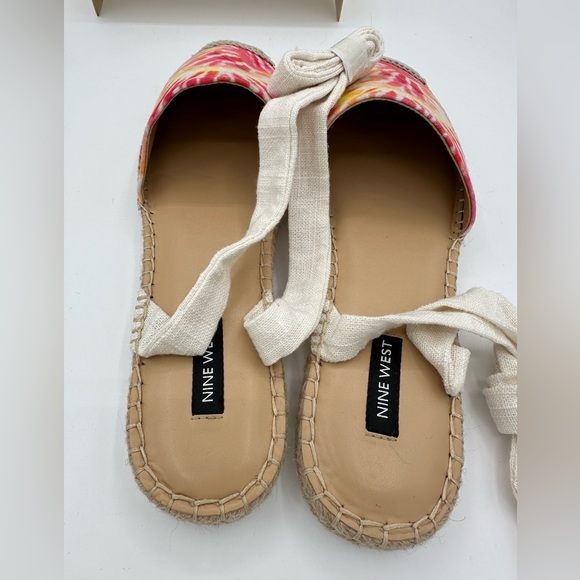 NINE WEST White, Pink, Yellow & Orange Tie Dye Espadrille Ankle Wraparound | 10 - Picture 6 of 11